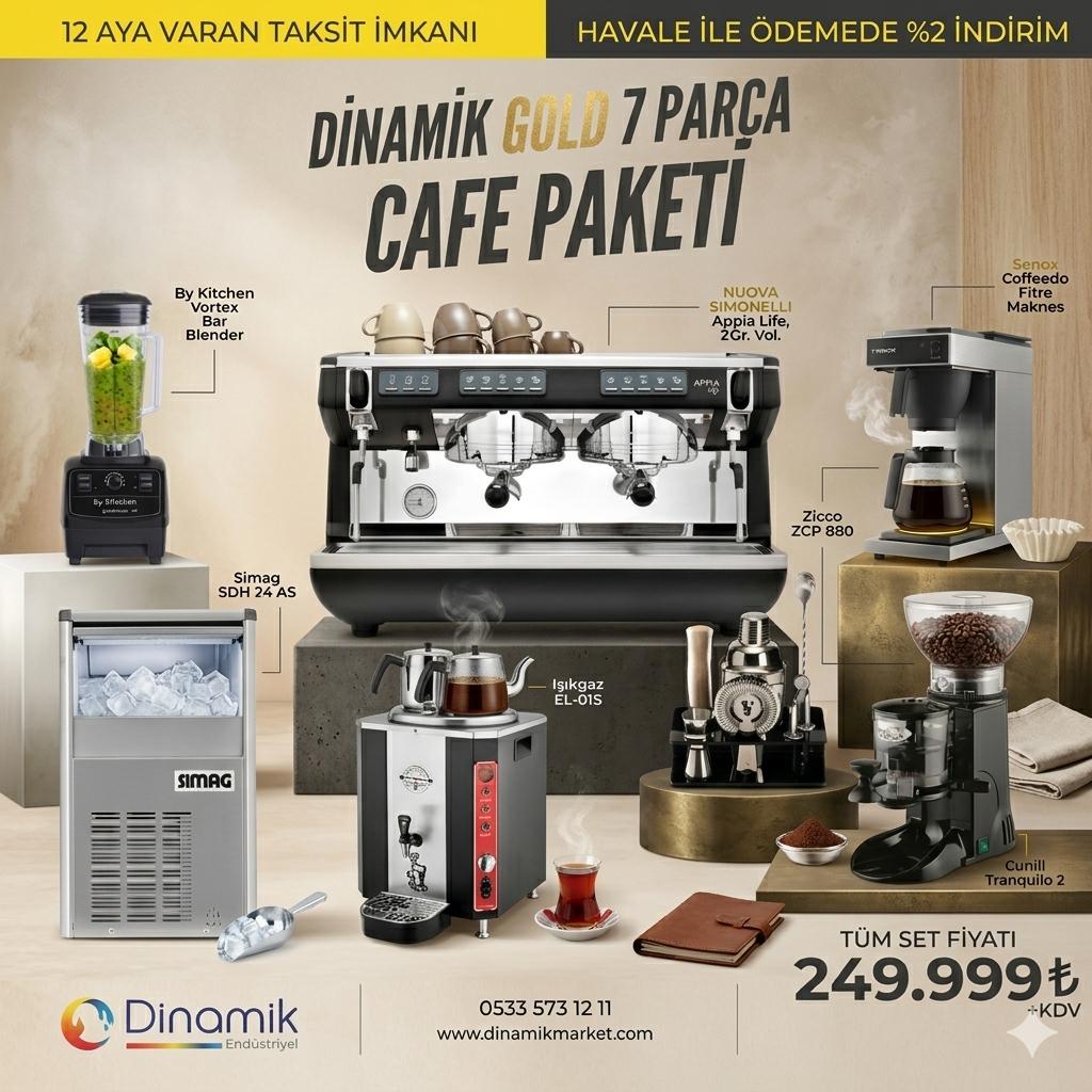 Dinamik Gold 7 Parça Profesyonel Parça Cafe Kurulum Paketi
